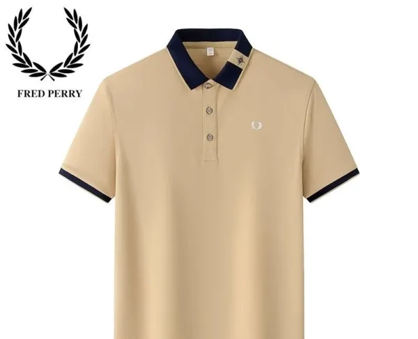 Fred Perry Twin Tipped Polo Beige Navy Polo - 1