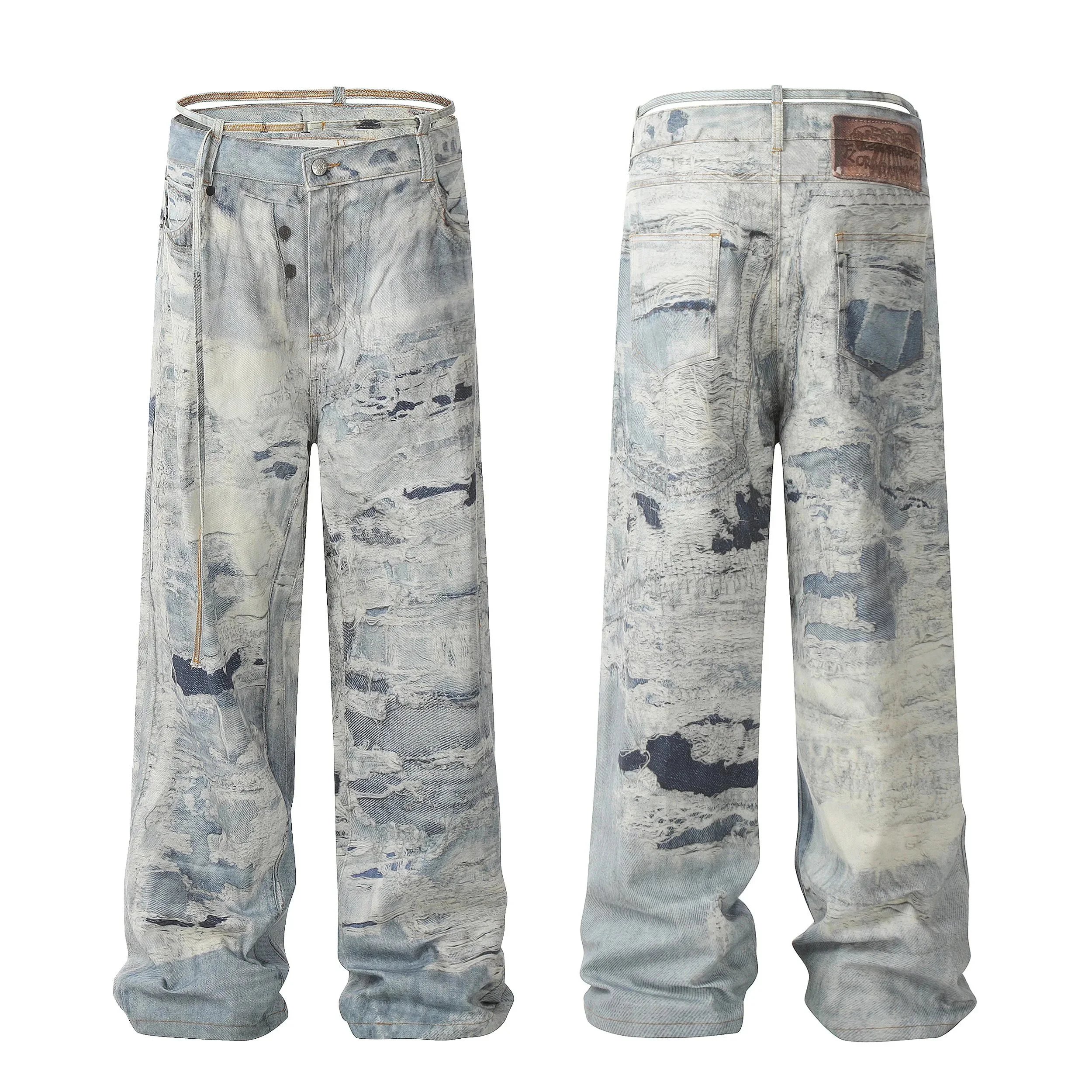Balenciaga Pull-Up Super Destroyed Baggy Jeans Light Blue