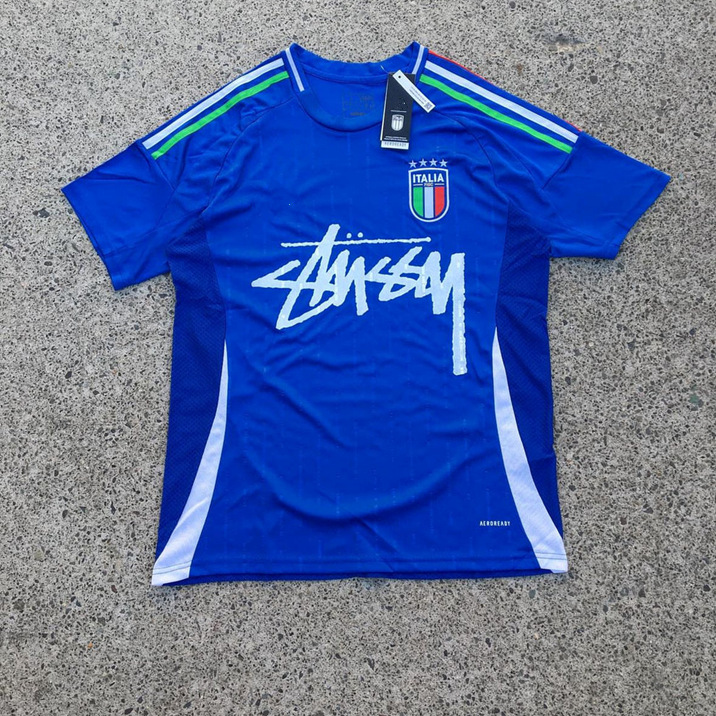 Blue Stussy Italia Soccer Jersey