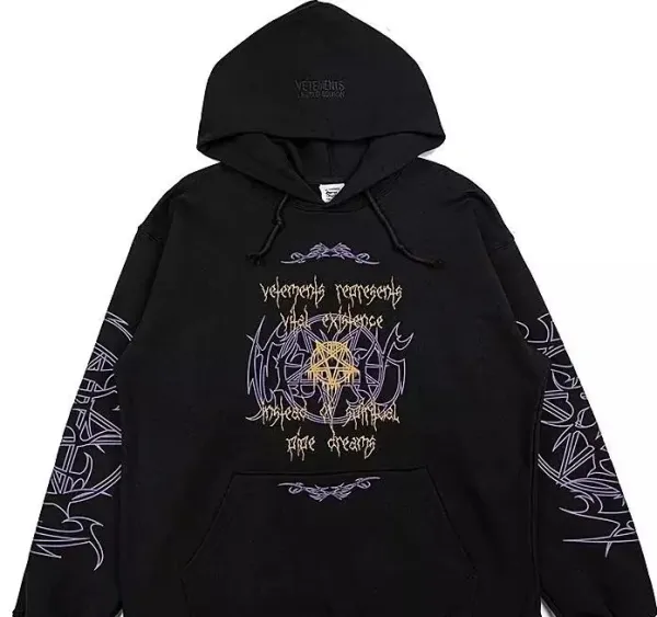 Vetements撕纸效果Logo Black Hoodie - 8
