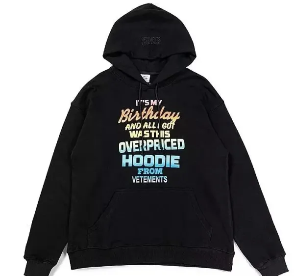Vetements撕纸效果Logo Black Hoodie - 7