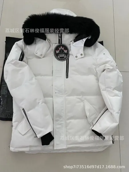 Moose Knuckles Parka White with Black Fur Trim Down Jacket - 1