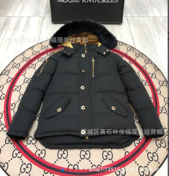 Moose Knuckles Parka Black with Fur Trim Down Jacket - 1
