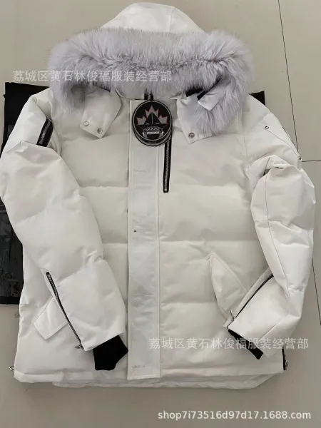 Moose Knuckles Parka White with Fur Trim Down Jacket - 1