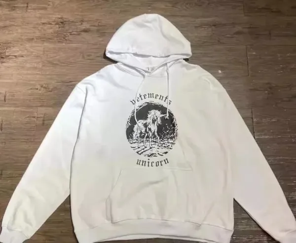 Vetements Unicorn Graphic Hoodie White - 1