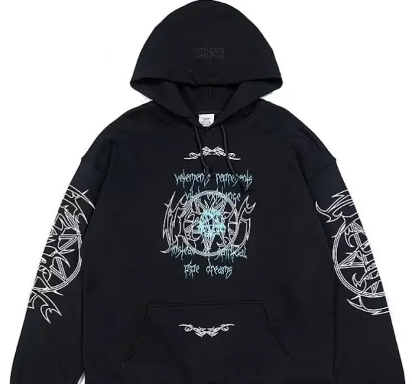 Vetements撕纸效果Logo Black Hoodie - 10