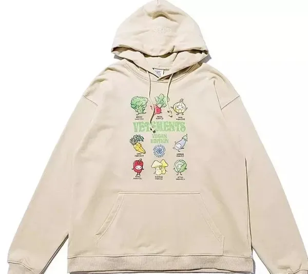 Vetements Vegan Edition Cartoon Vegetables Hoodie Beige - 1