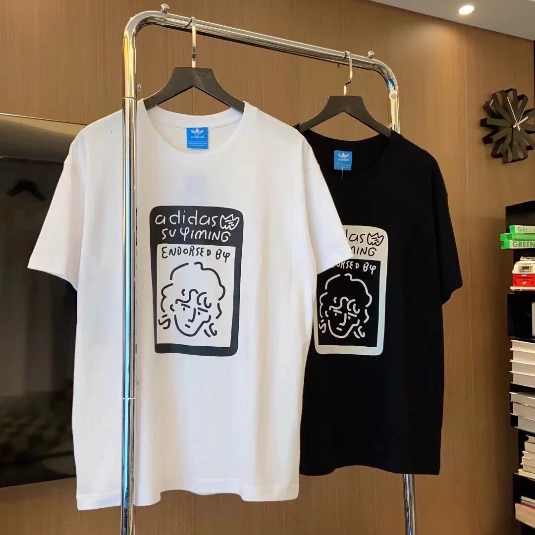 Adidas Swing Graphic Cotton T-Shirt White Loose Fit