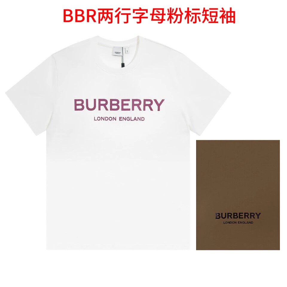 Burberry White Cotton Logo T-Shirt Pink Purple Unisex