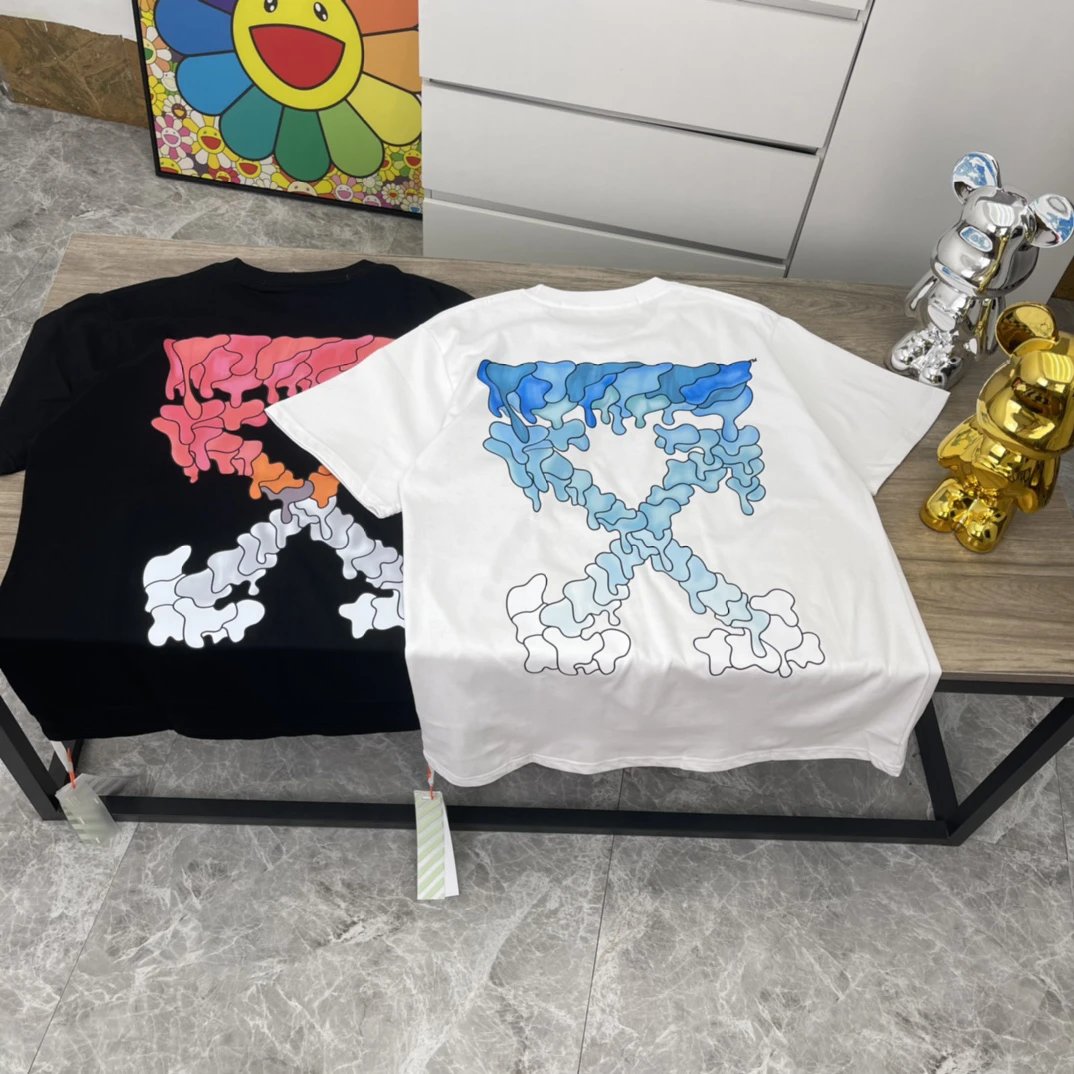 Off White Melting Arrow Logo White Cotton T-Shirt