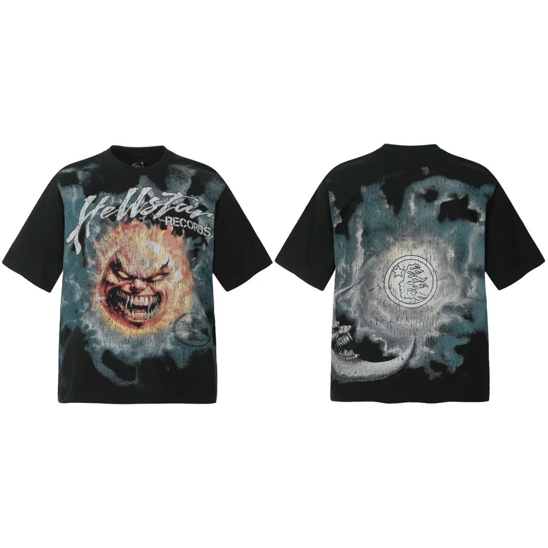 Hellstar Black Flame Demon Cotton T-Shirt Unisex Streetwear