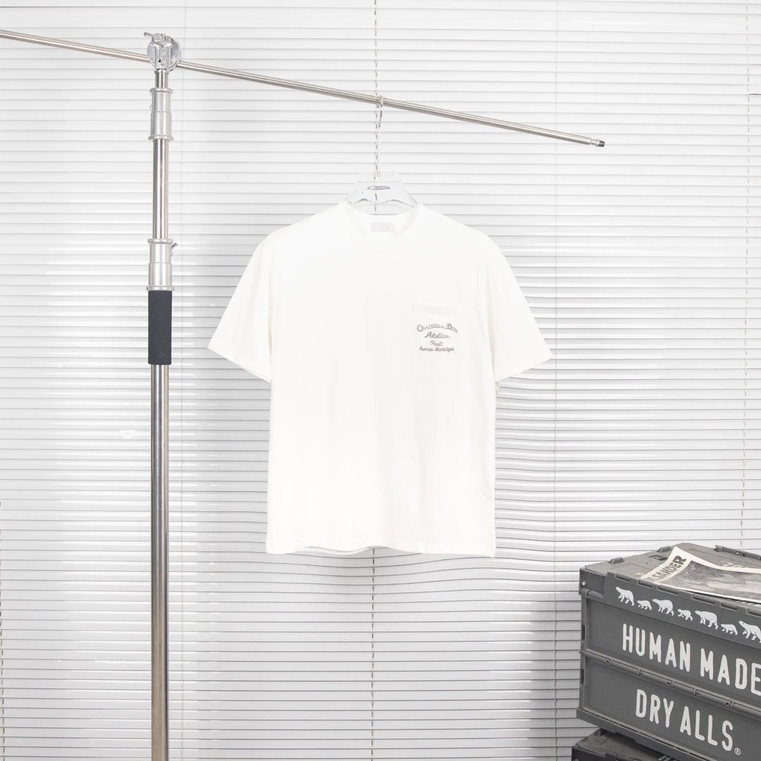 Ouest Paris White Logo Cotton T-Shirt Casual Loose Tee