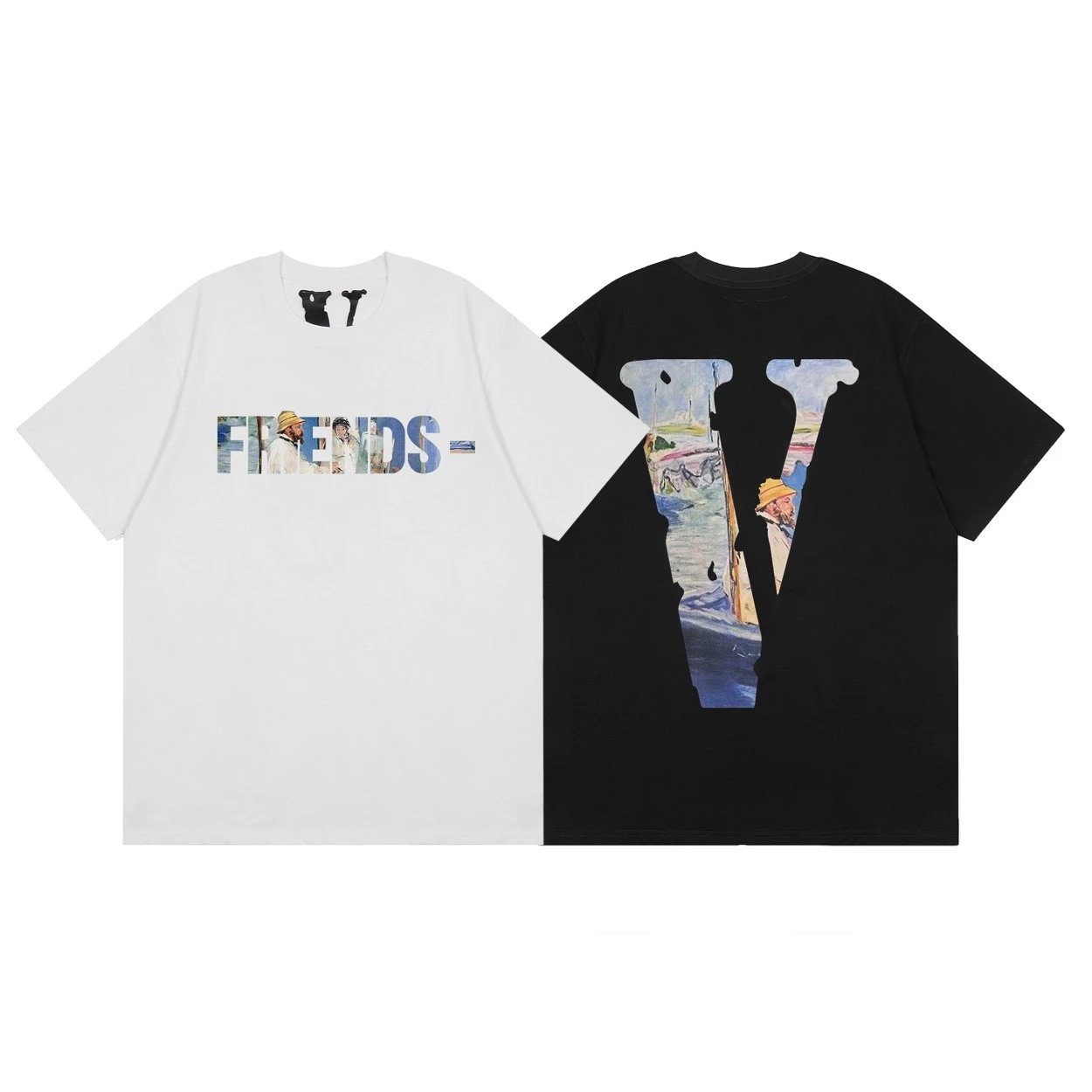 Vlone Friends White Cotton Graphic Tee Streetwear Unisex