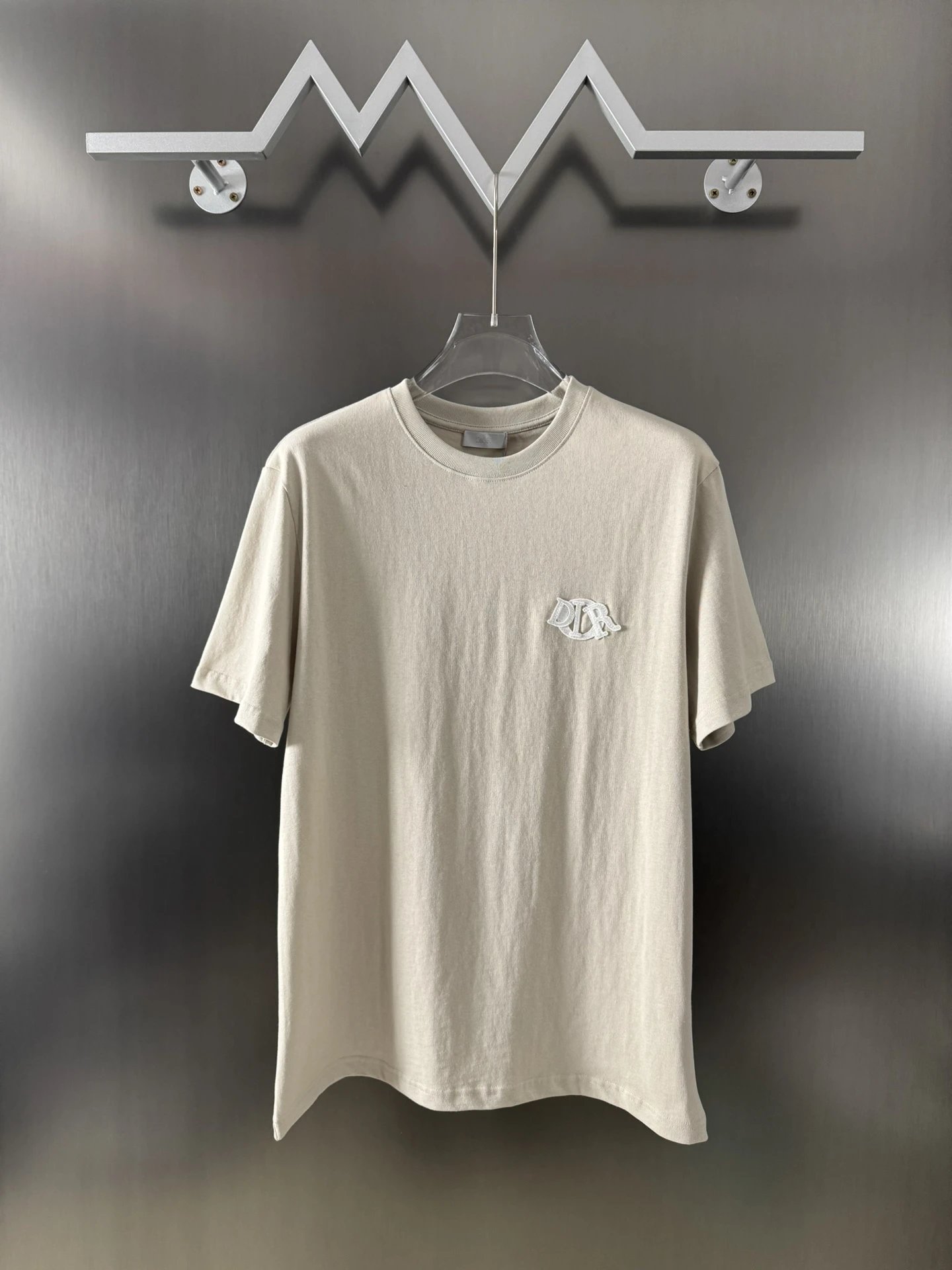 Dior Beige Cotton CD Embroidered Crew Neck T-Shirt