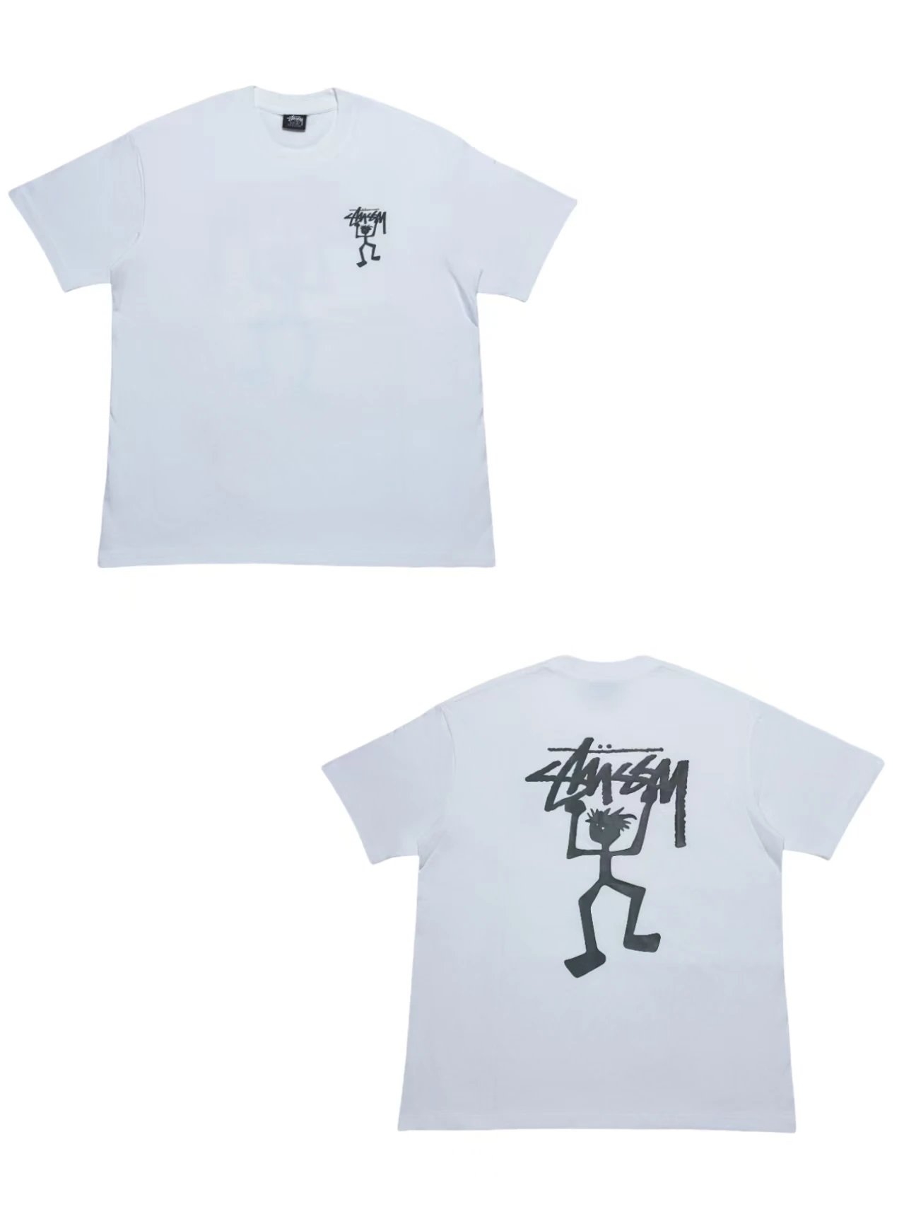 Stussy White Cotton Graphic T-Shirt Unisex Streetwear Tee