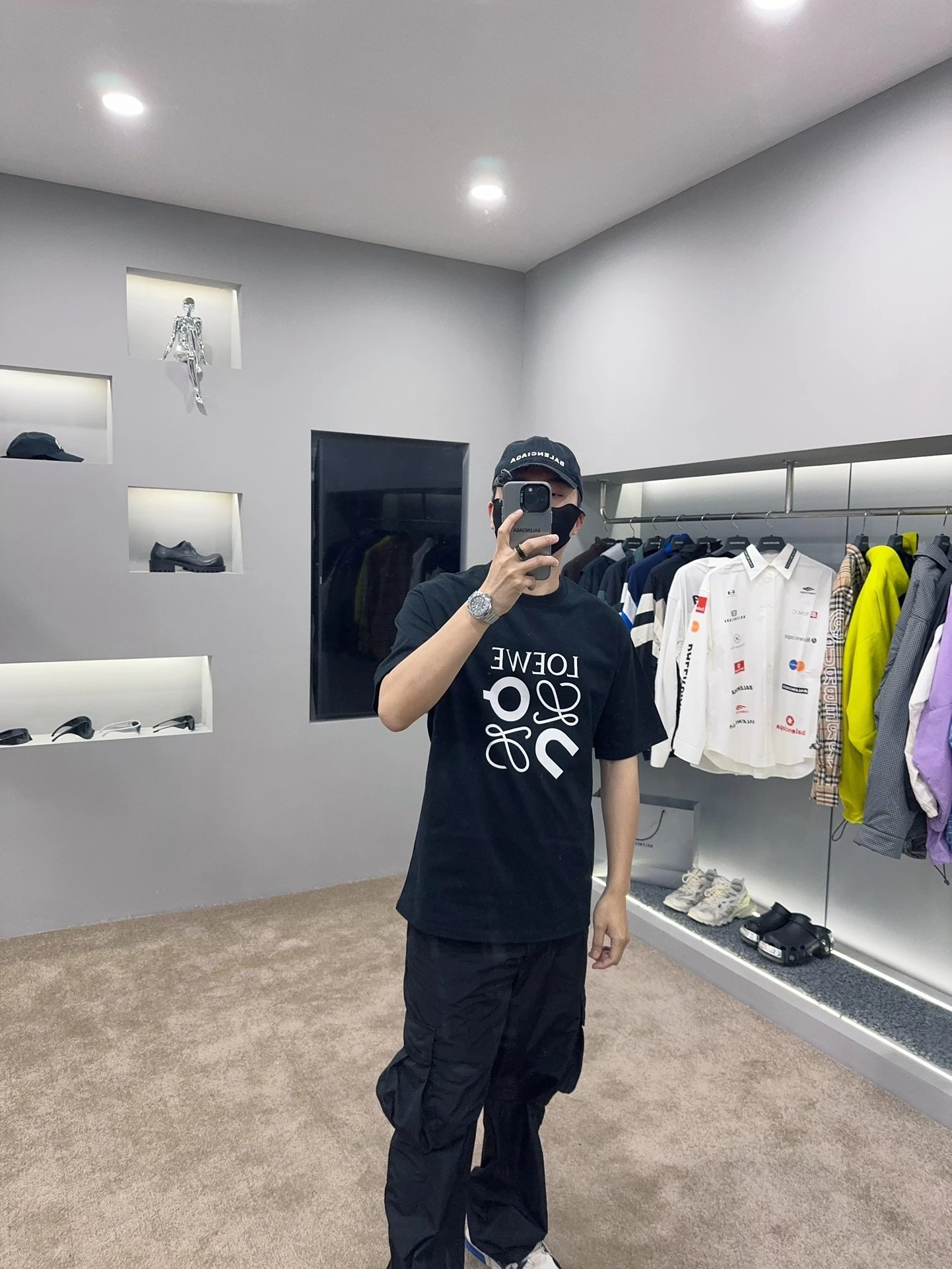 Loewe Black Cotton Unisex Logo Print T-Shirt