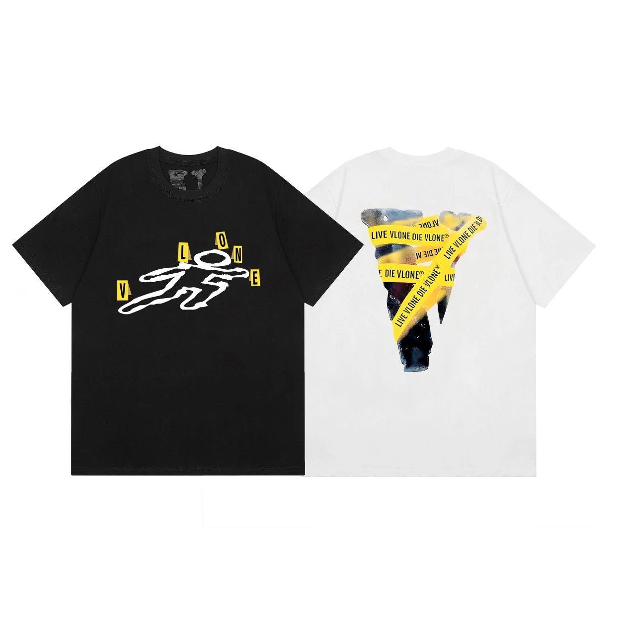 Vlone Black Cotton Angel Halo Graffiti T-Shirt