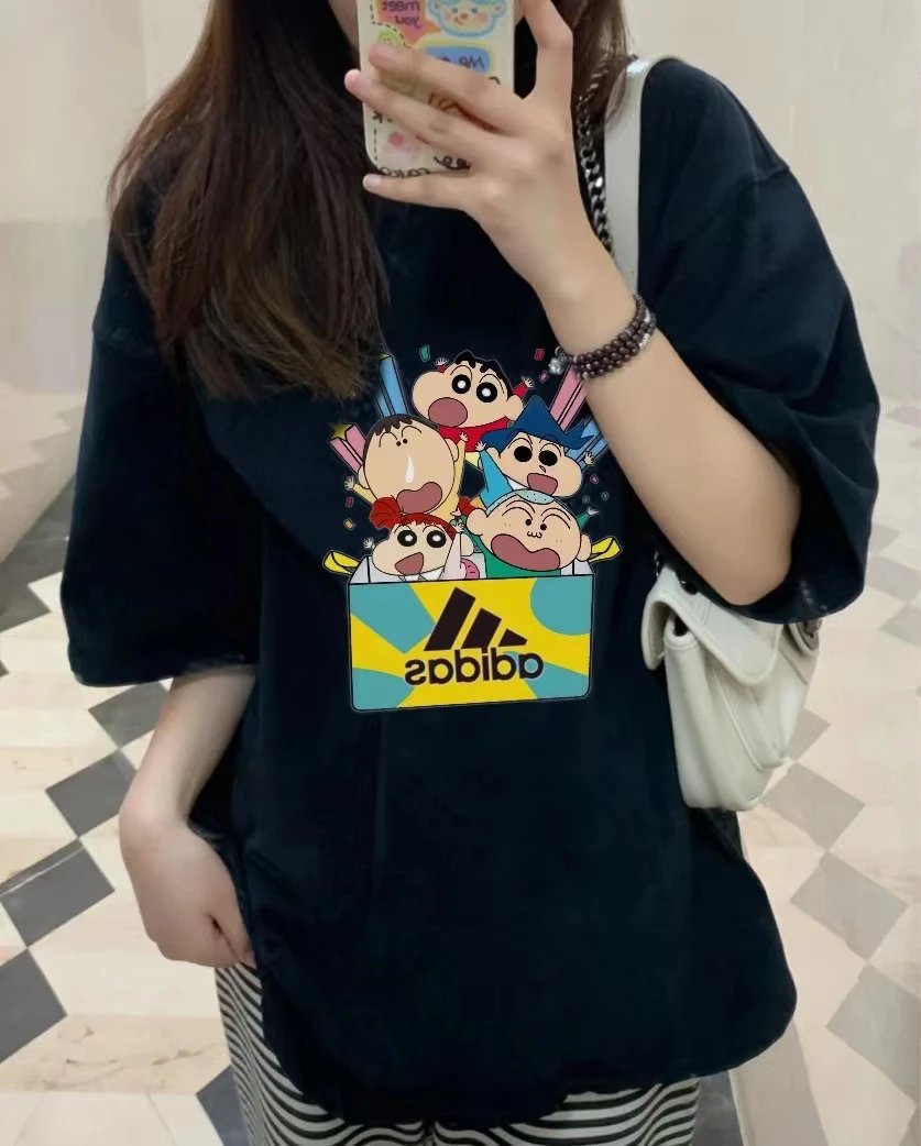 Adidas Shin-chan Black Oversized Cotton T-Shirt Unisex