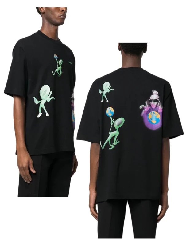 Off-White Black Alien Planet Graffiti Oversized T-Shirt