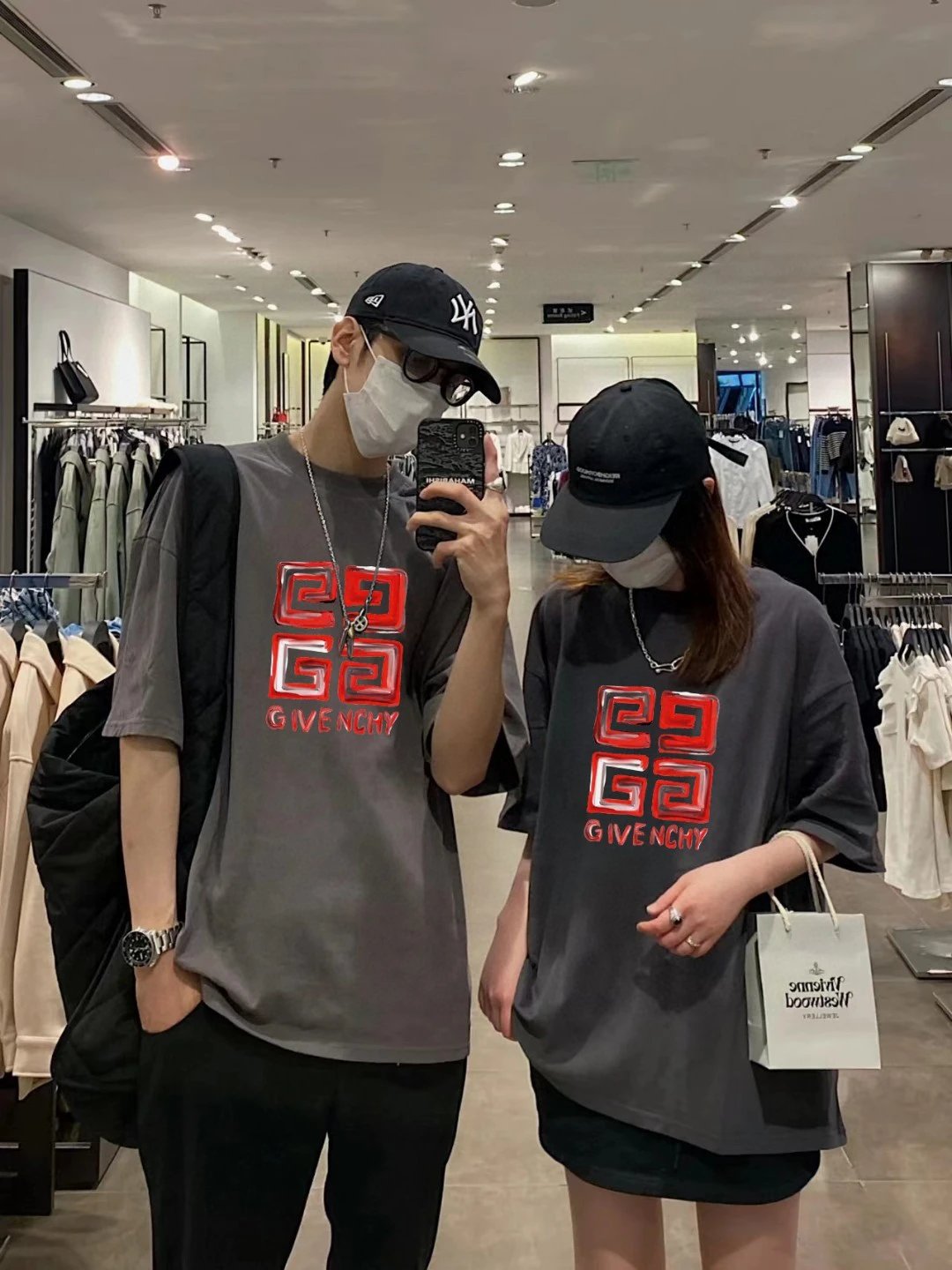 Givenchy Grey Oversized 3D Logo Unisex Cotton T-Shirt