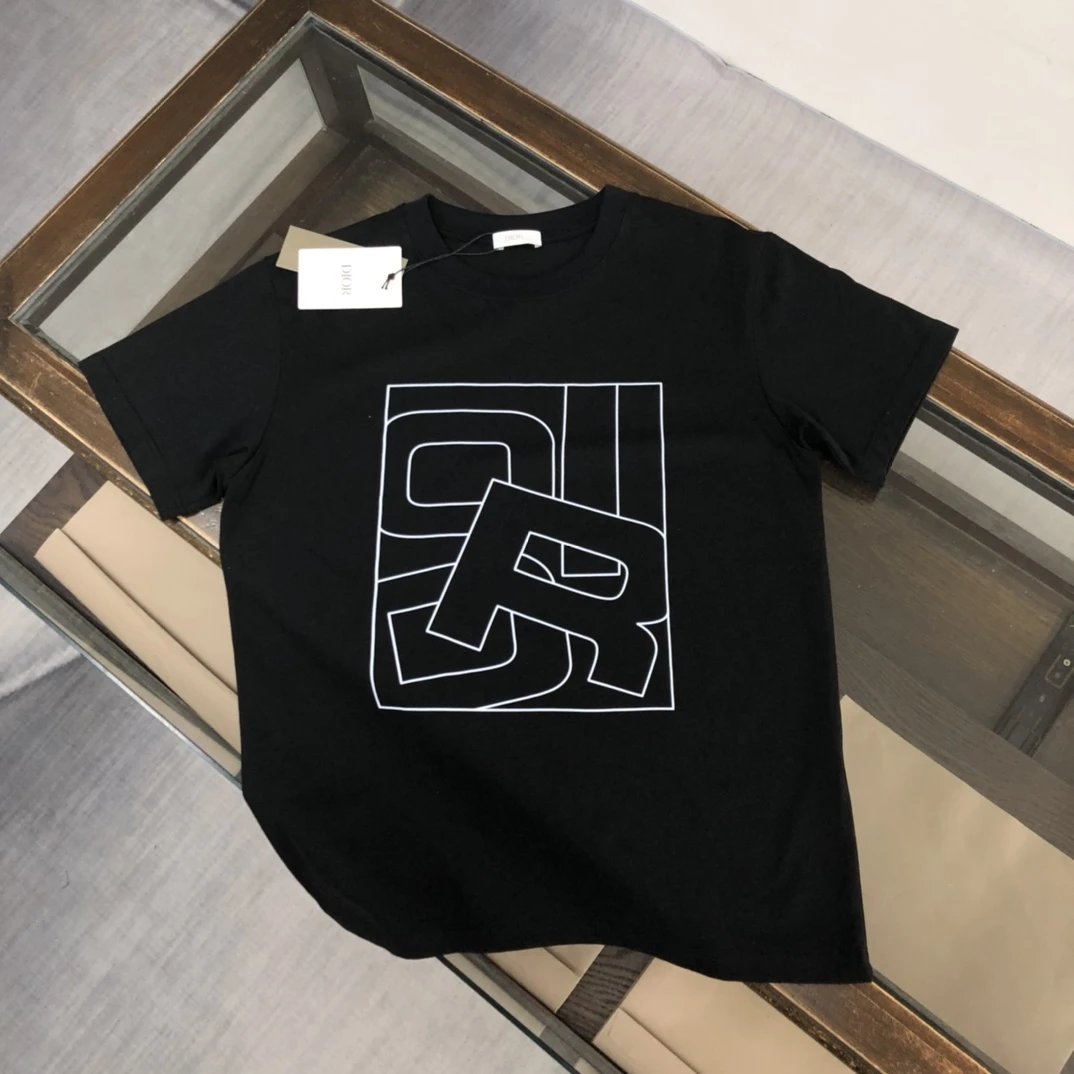 Rick Owens Black Cotton Geometric Logo Crewneck Unisex Tee