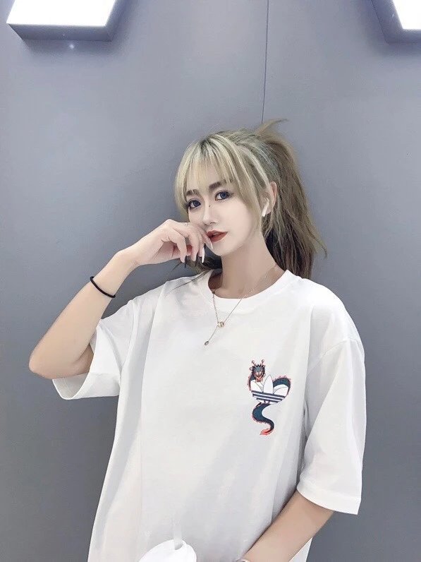 Adidas White Oversized Cotton Drop Shoulder Unisex Tee