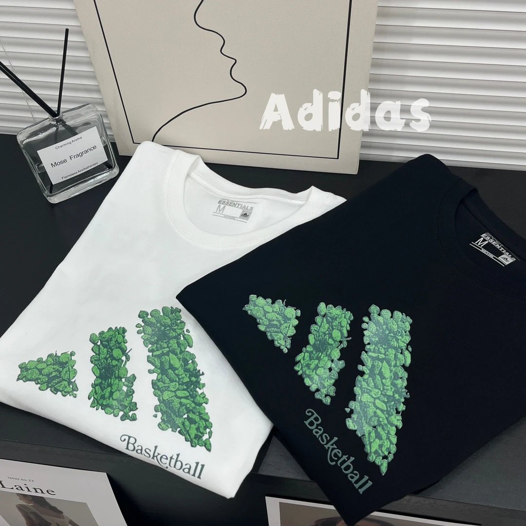 Adidas Basketball Black Cotton Graphic T-Shirt Unisex Top