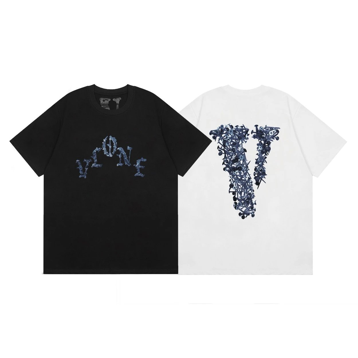 Vlone Black Graffiti Logo Cotton T-Shirt Unisex Streetwear