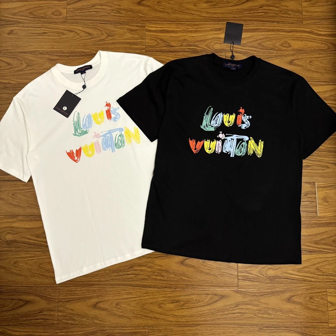 Louis Vuitton Painted Logo Cotton Crew Neck T-Shirt