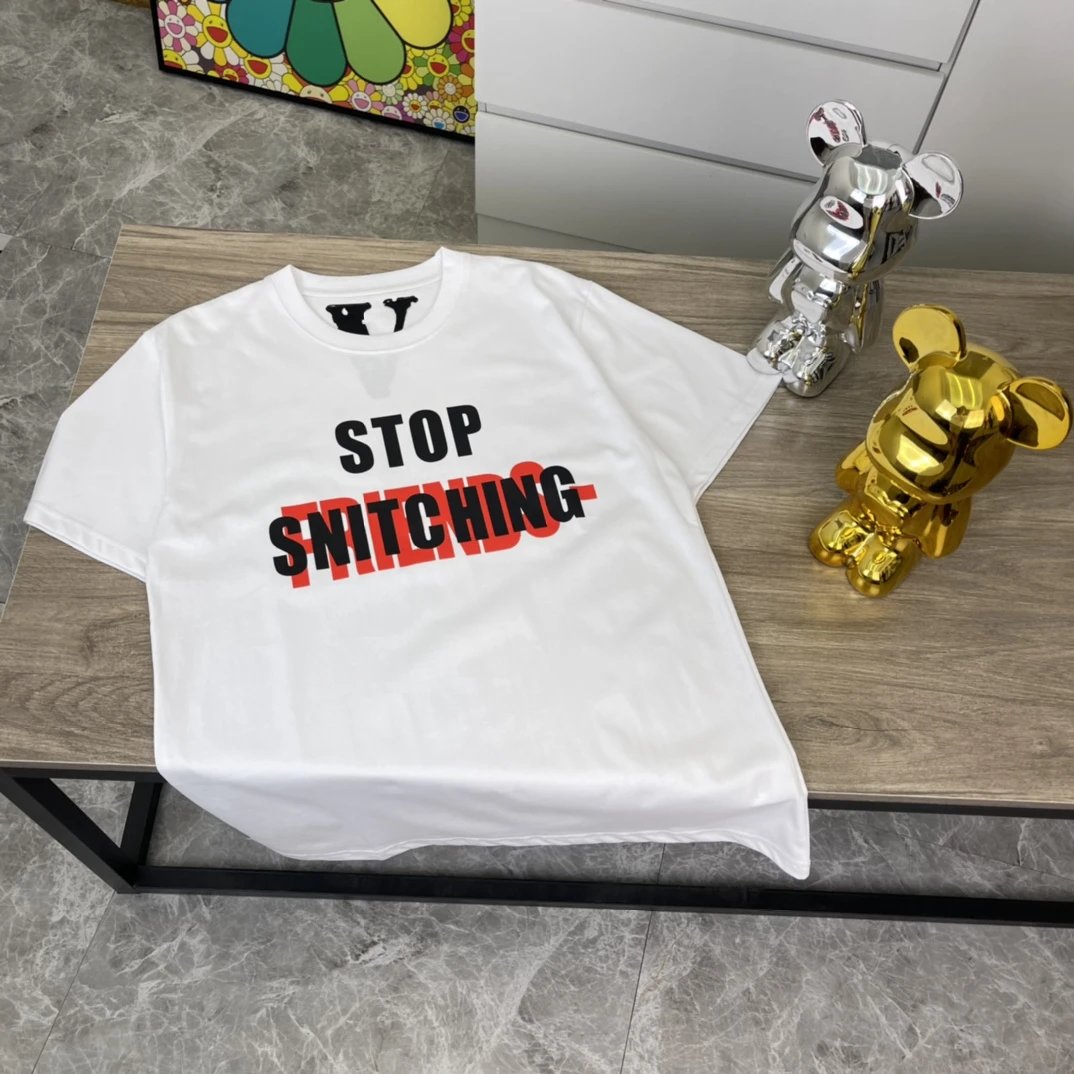 Vlone White STOP SNITCHING Oversized Cotton Unisex T-Shirt