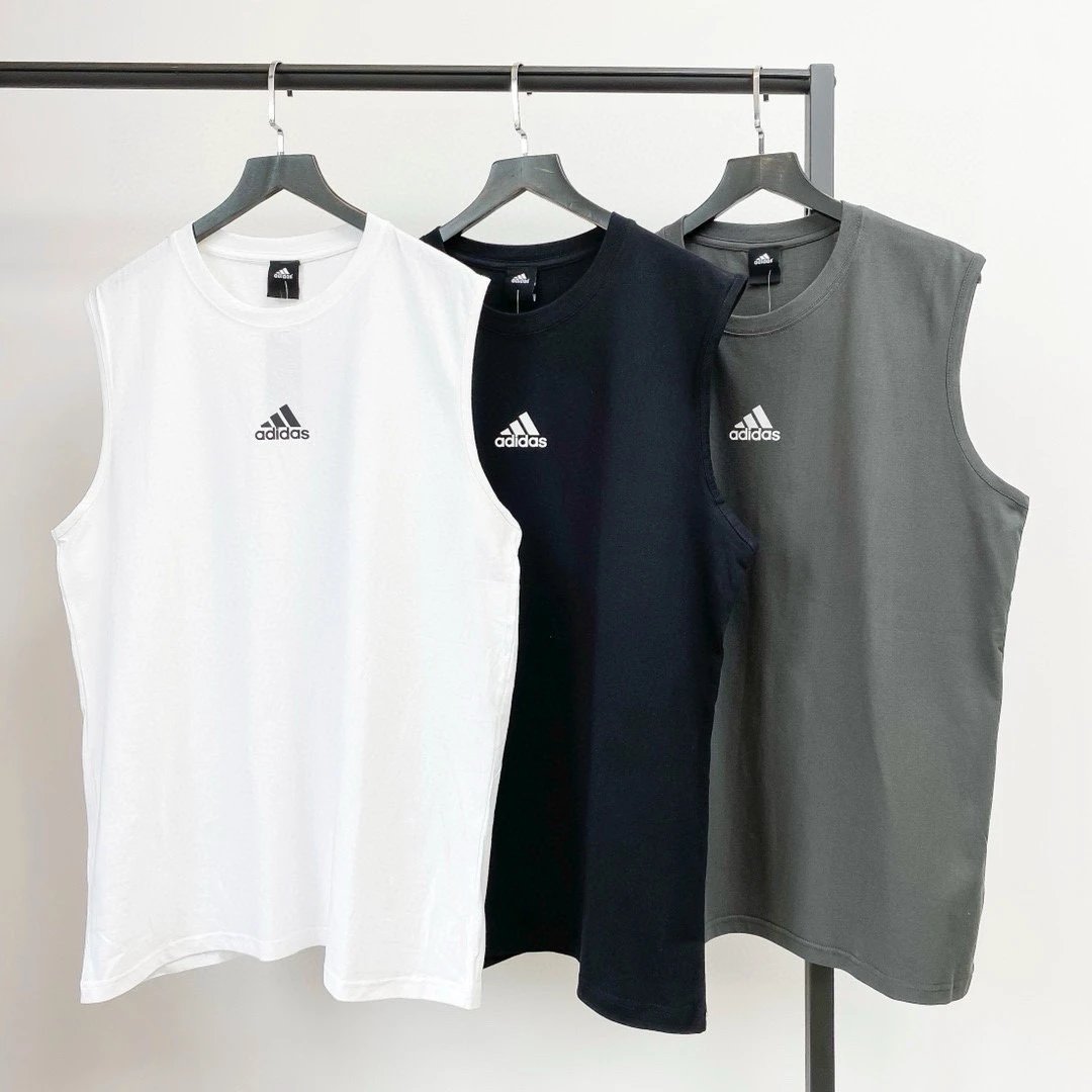 Adidas White Sleeveless Sport Tank Top Unisex Summer Vest
