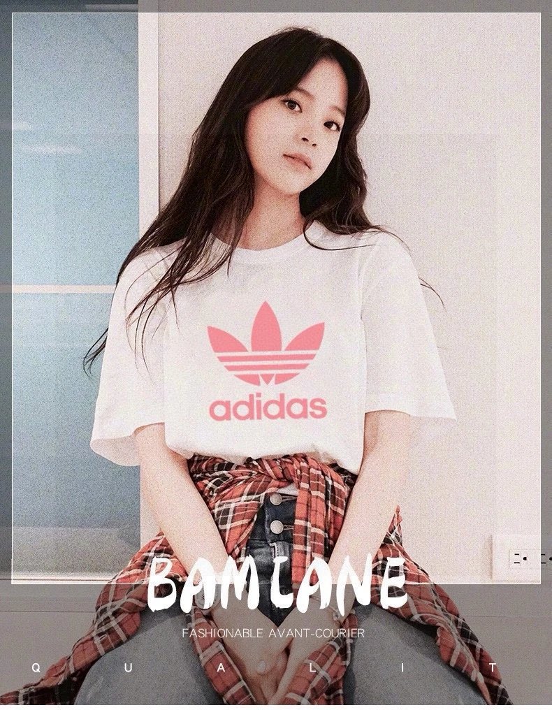 Adidas White Pink Trefoil Loose Cotton T-Shirt Unisex