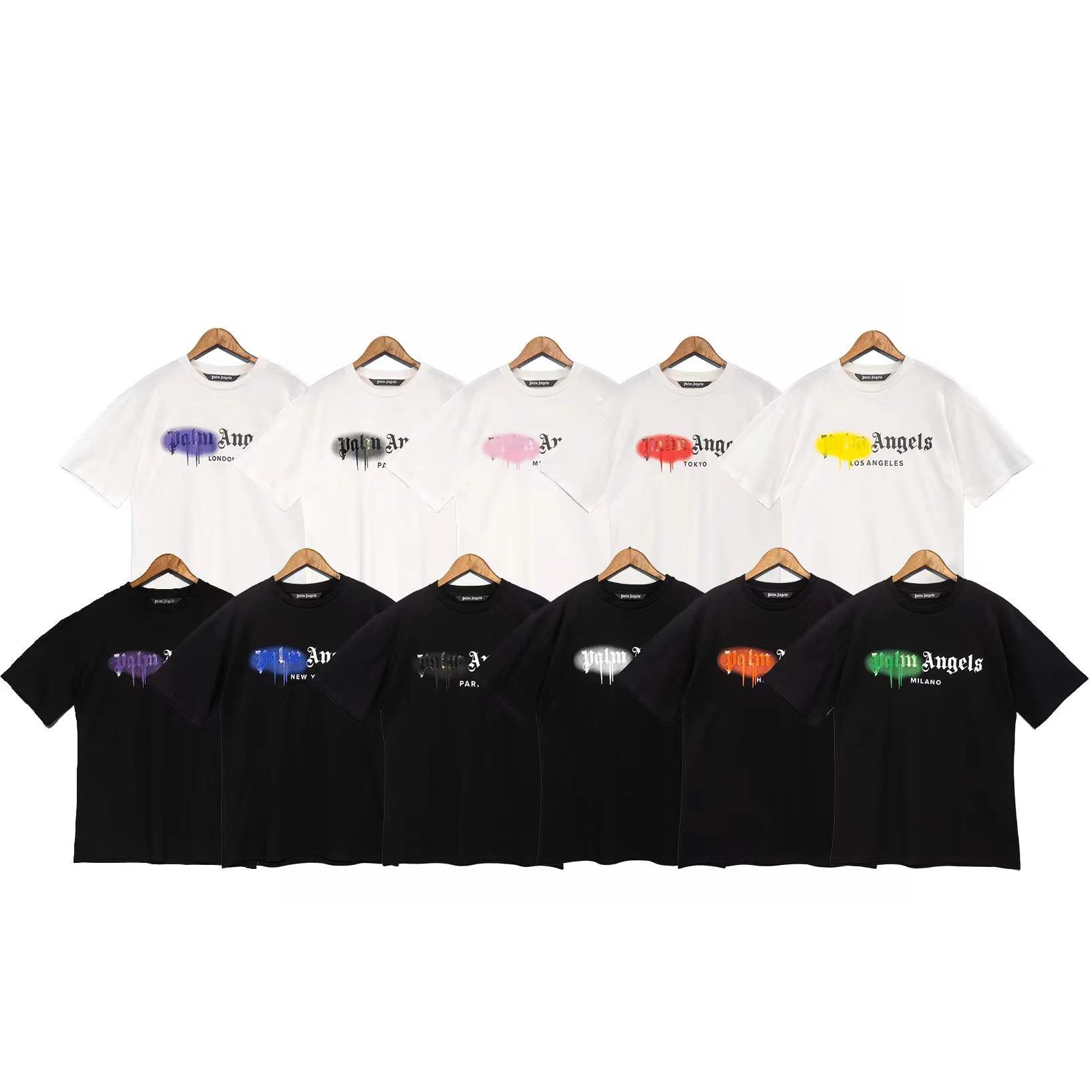 Palm Angels Spray Logo Cotton T-Shirt Loose Unisex Streetwear