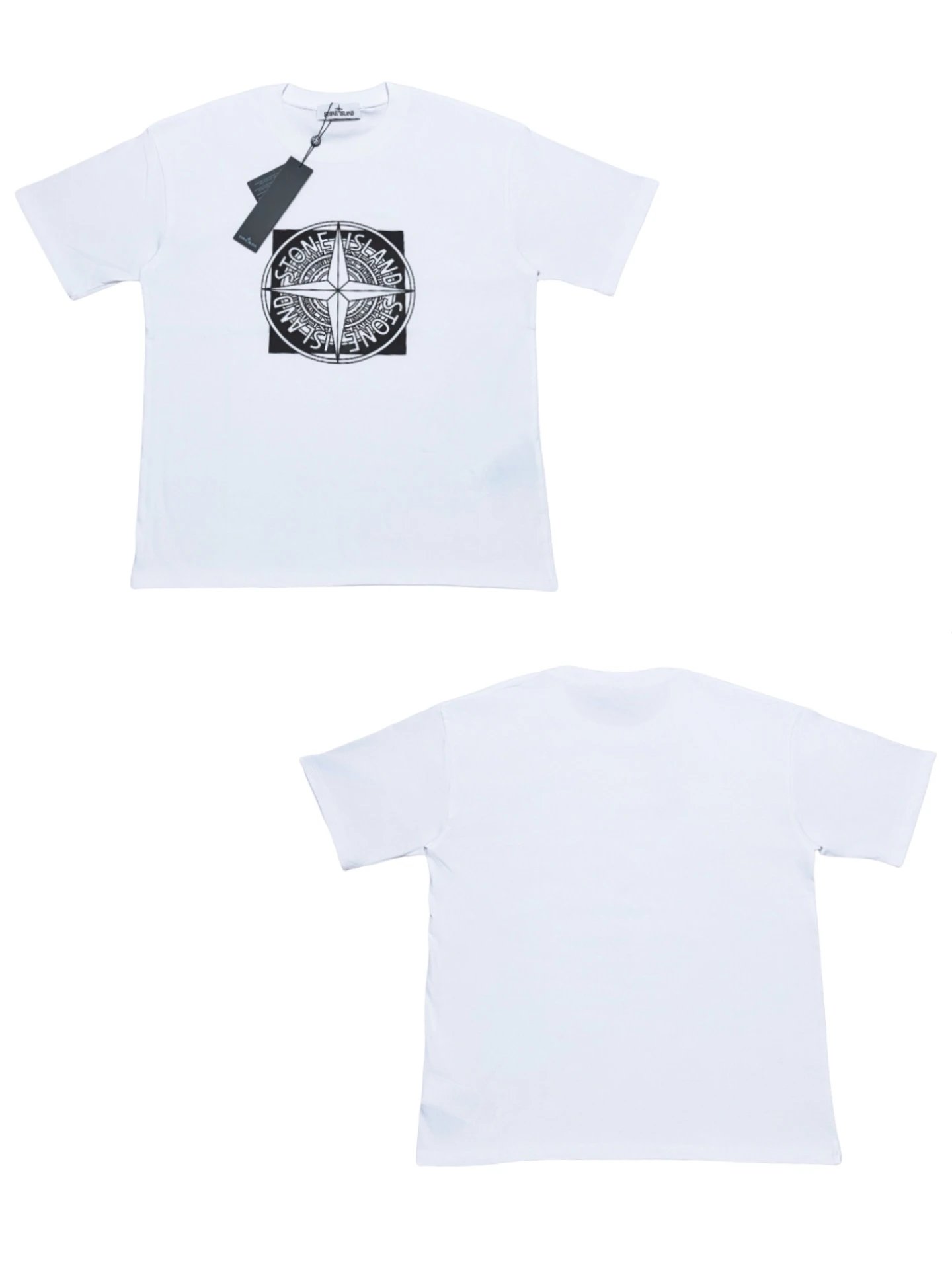 Stone Island White Compass Logo Cotton T-Shirt
