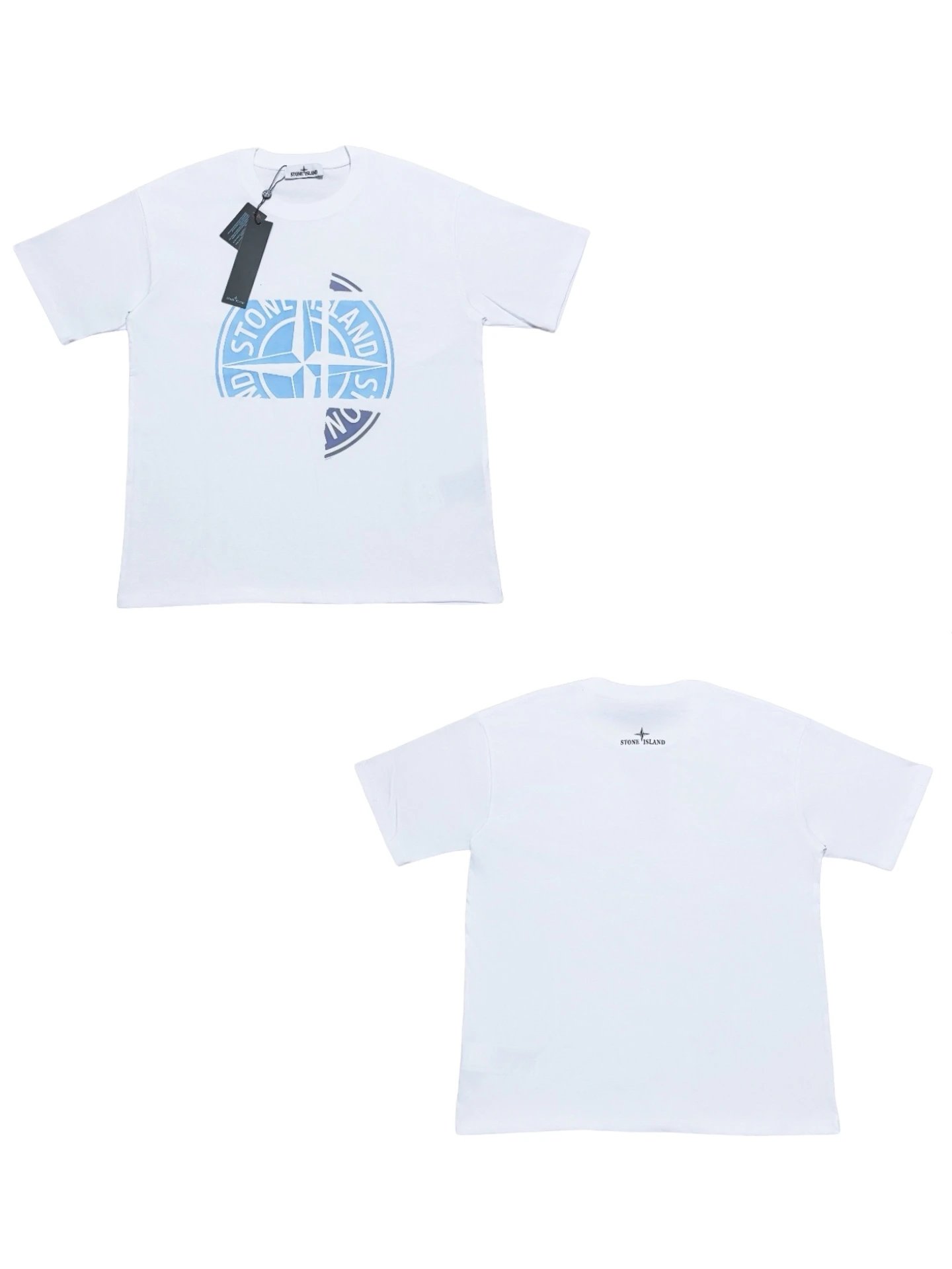Stone Island White Cotton Compass Logo Short Sleeve T-Shirt