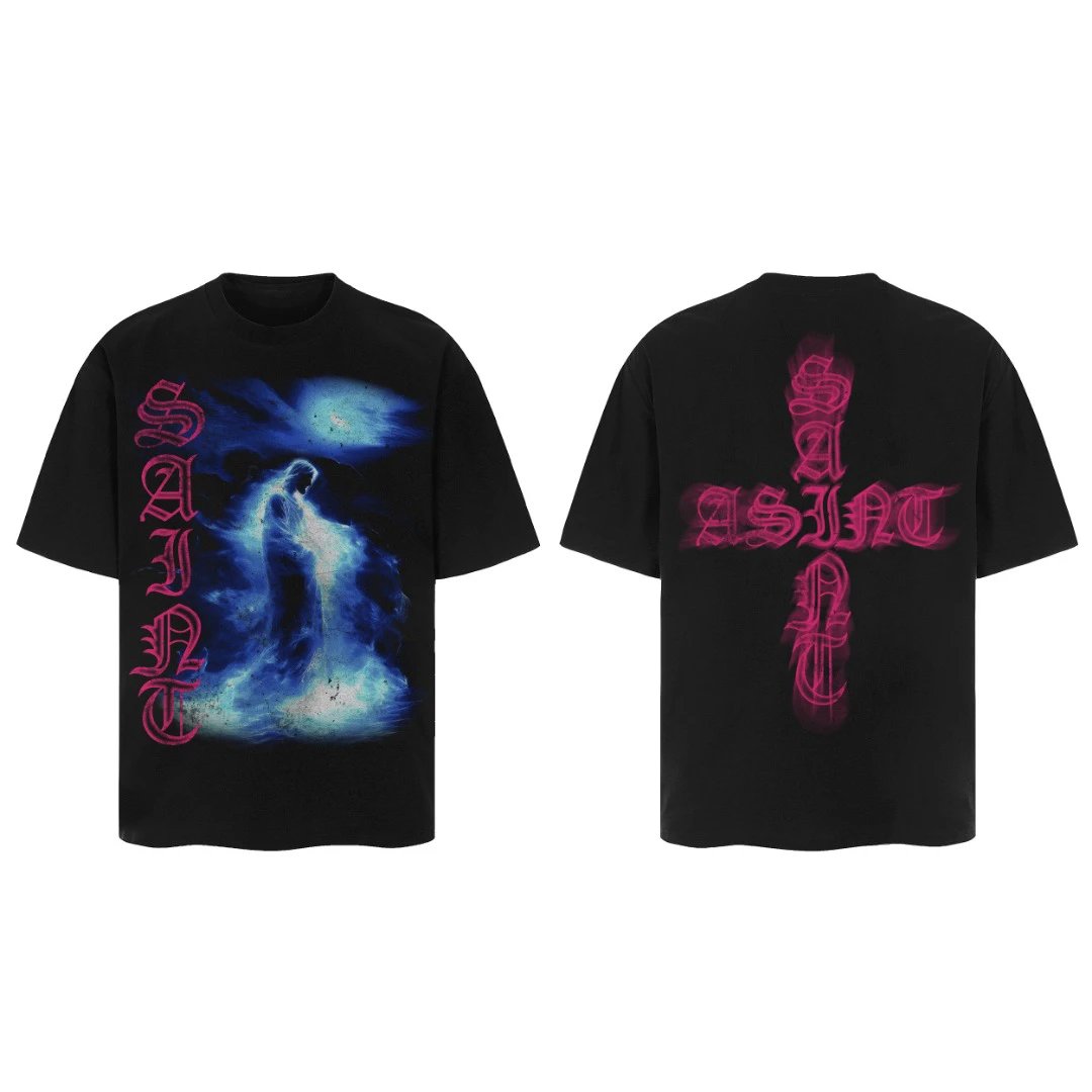 Saint Michael Black Oversized Icon Graphic T-Shirt