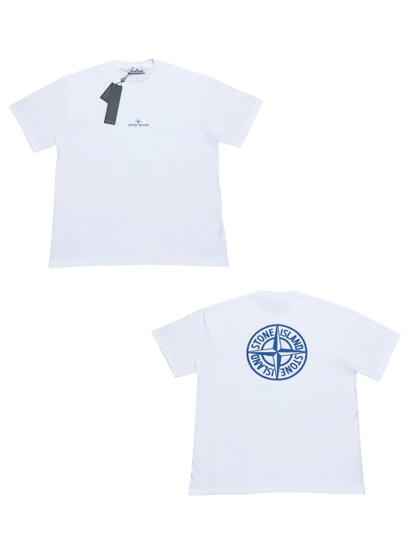 Stone Island White Cotton Compass Logo T-Shirt Unisex Tee