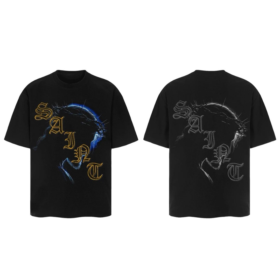 Saint Michael Black Vintage Gothic Graphic T-Shirt