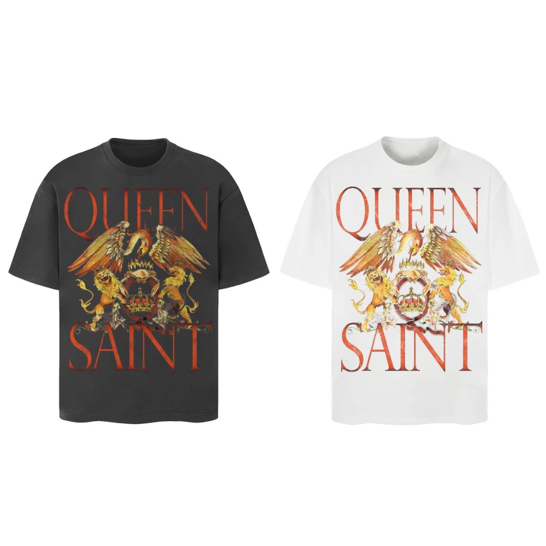 QUEEN SAINT Eagle Crown Oversized Cotton T-Shirt