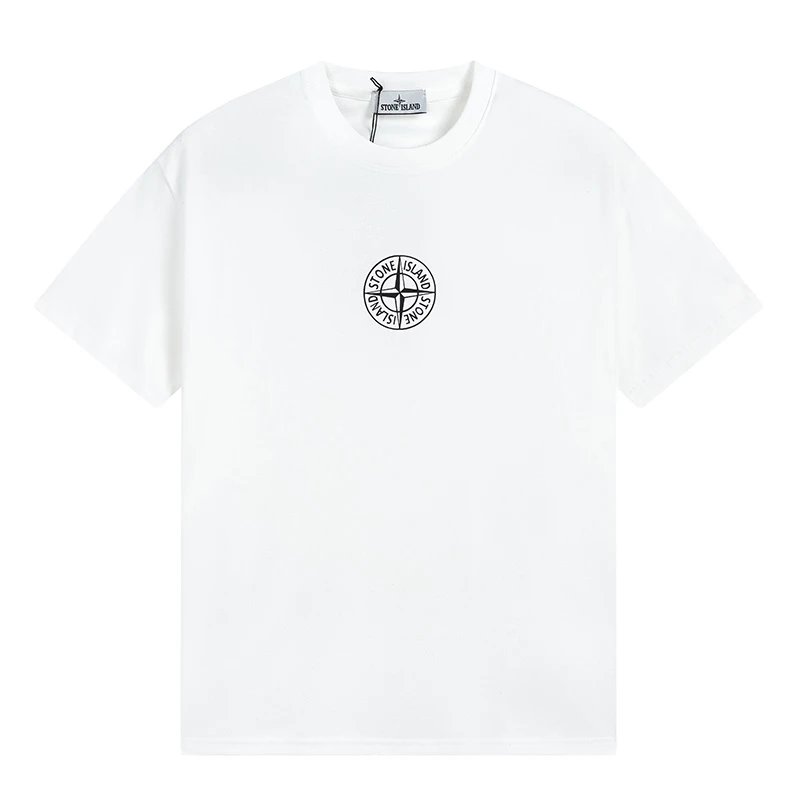 Stone Island White Compass Logo Cotton T-Shirt