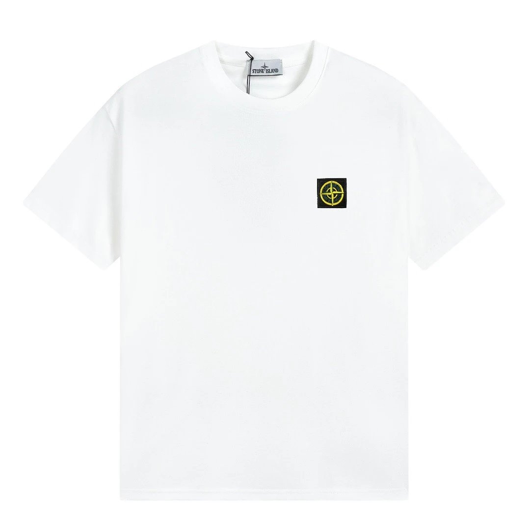 Stone Island White Cotton Compass Badge T-Shirt