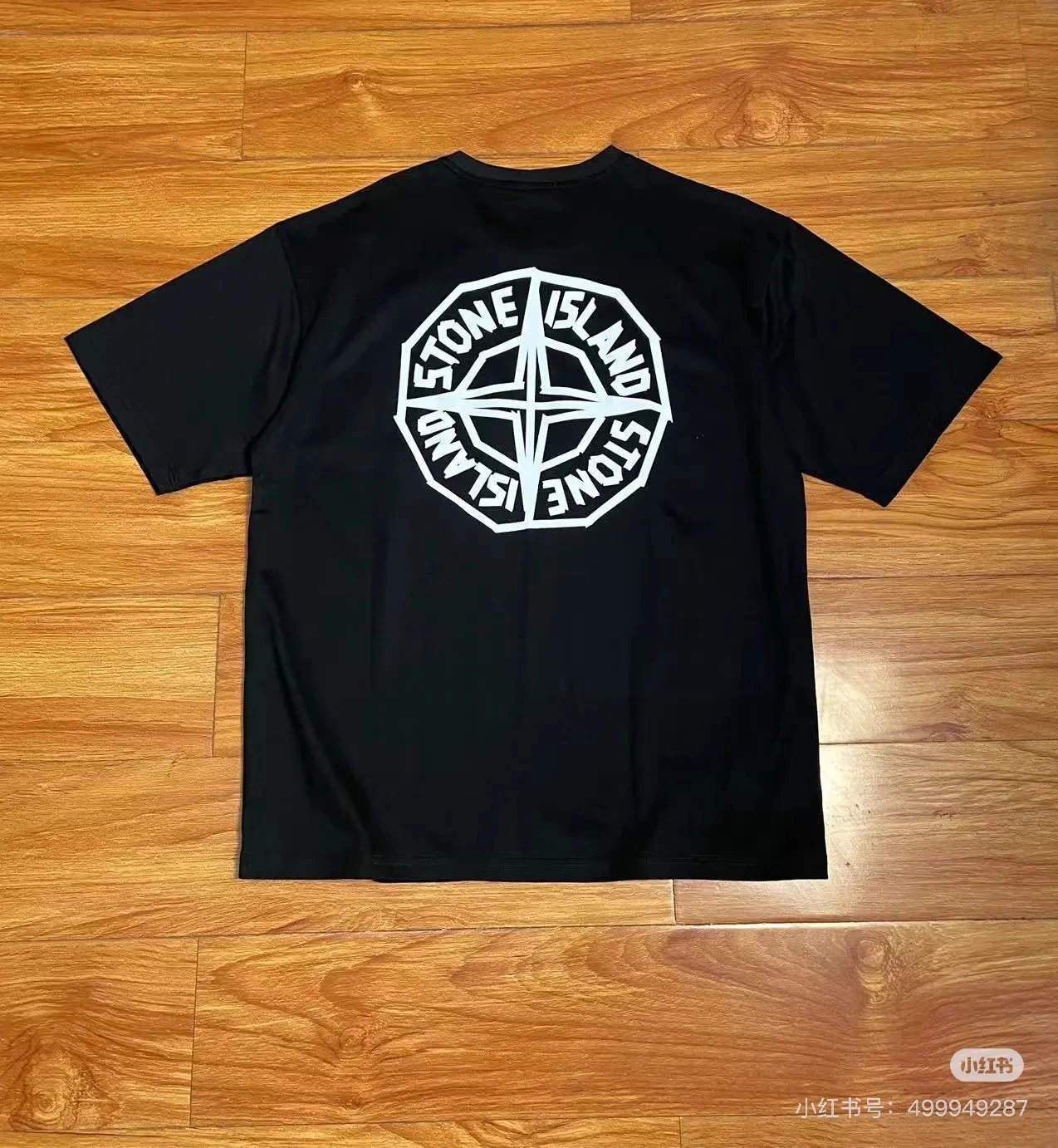 Stone Island Black Compass Badge Cotton Crew Neck T-Shirt