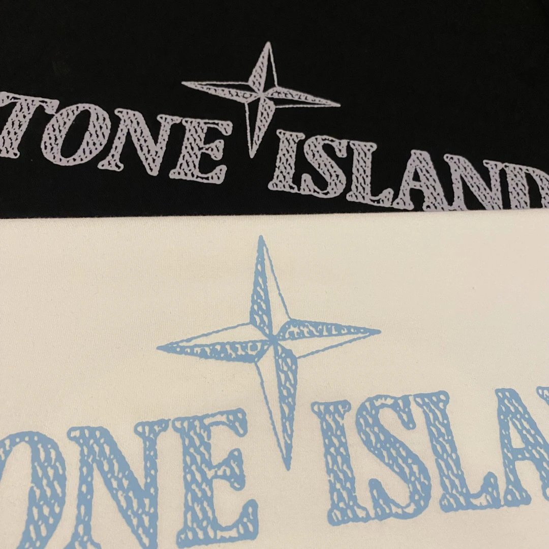 Stone Island Colorblock Logo Cotton T-Shirt for Men