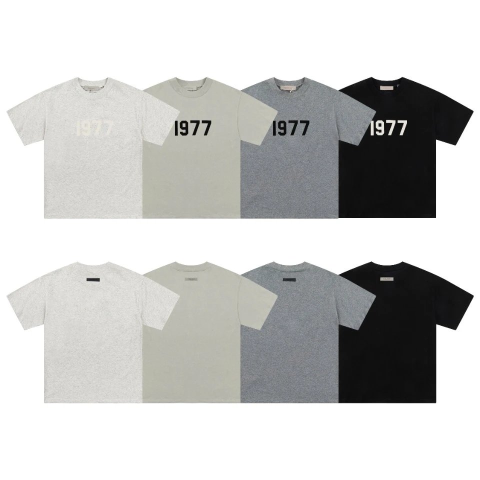 Essentials 1977 Cotton T-Shirt Gray White Streetwear Tee
