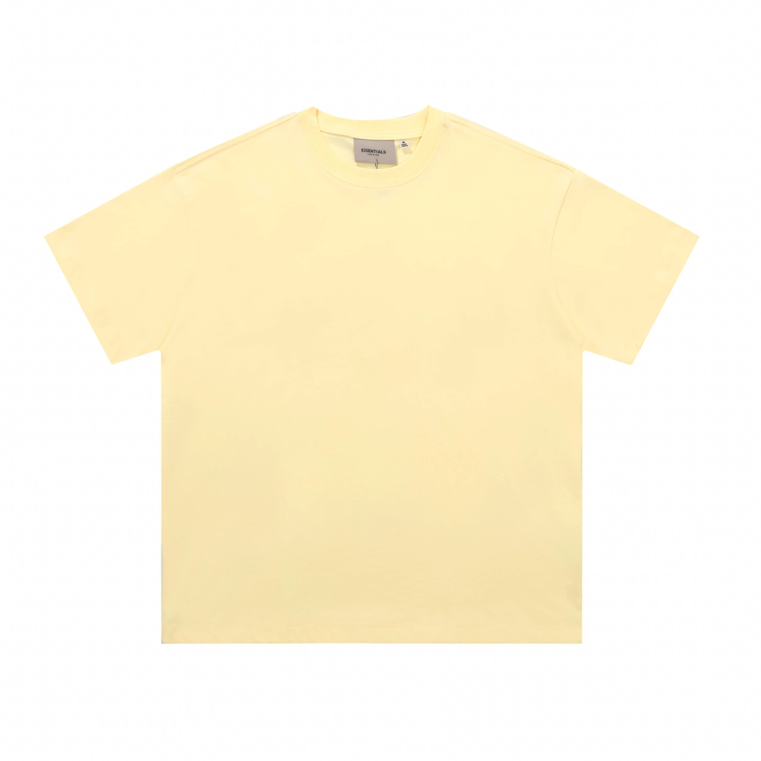Essentials Cream Yellow Cotton Crew Neck Short-Sleeve Tee