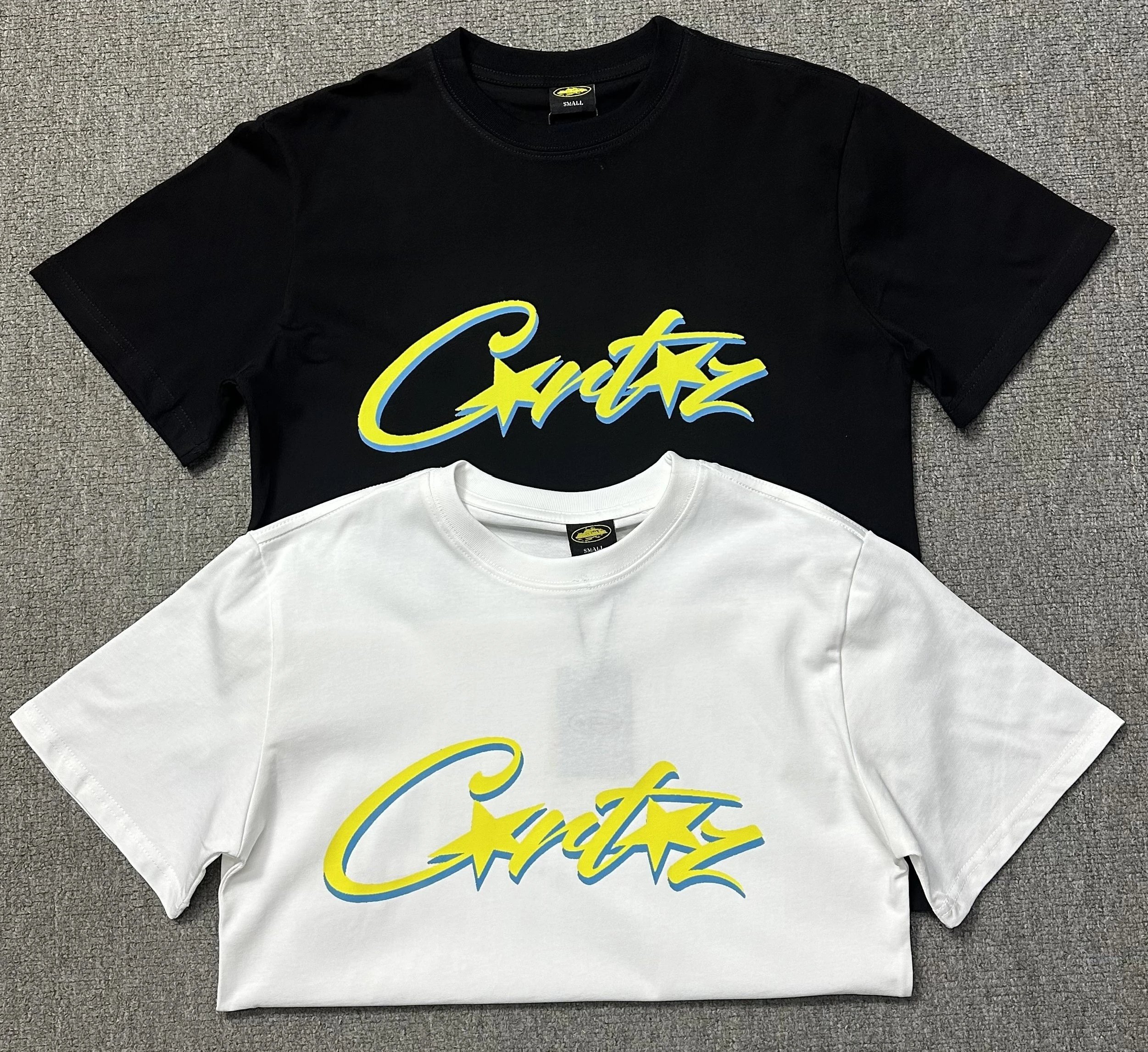 Corteiz Black Cotton 3D Logo Crew Neck T-Shirt