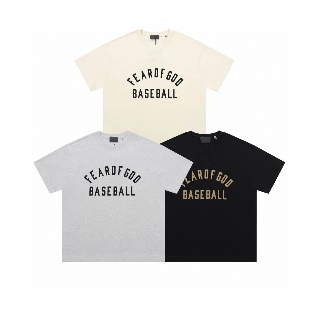 Fear Of God Baseball Letter Print Cotton Tee