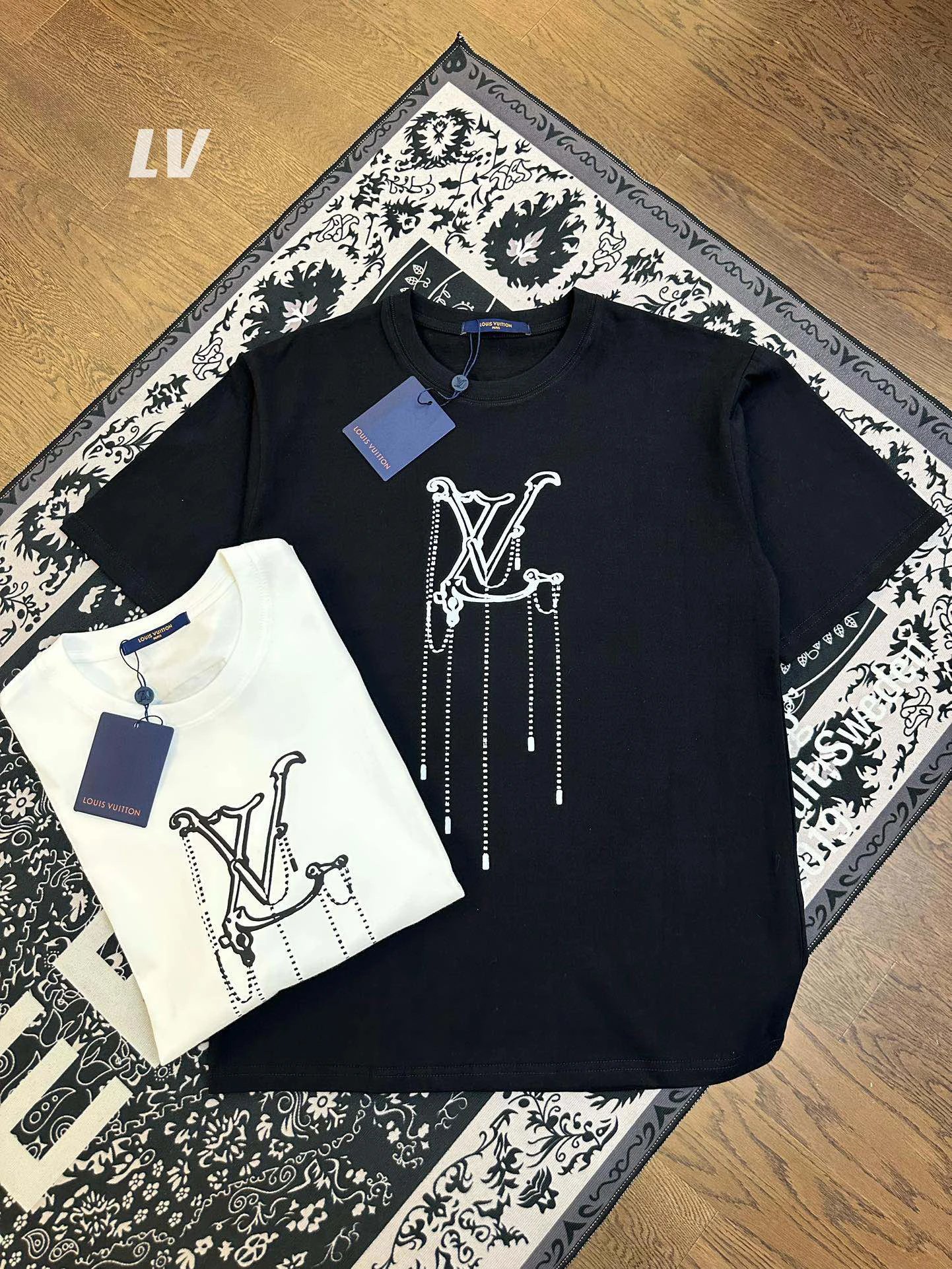 Louis Vuitton LV Chain Drip Logo Black Cotton T-Shirt