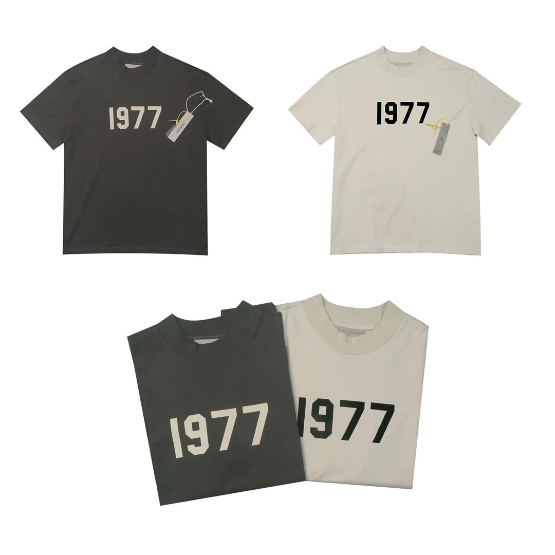 Essentials 1977 Dark Gray Cotton Logo T-Shirt