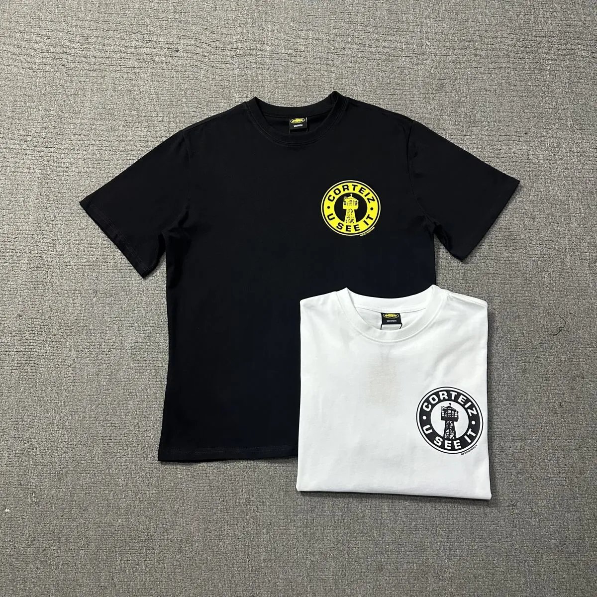 Corteiz Black Crew Neck Logo Cotton T-Shirt
